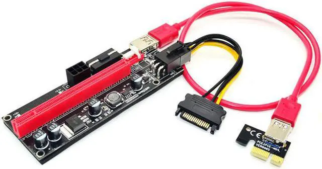Main image of 009s 16x PCI Express Riser Card PCI-E Extender USB3.0 SATA to 6Pin Mining Miner