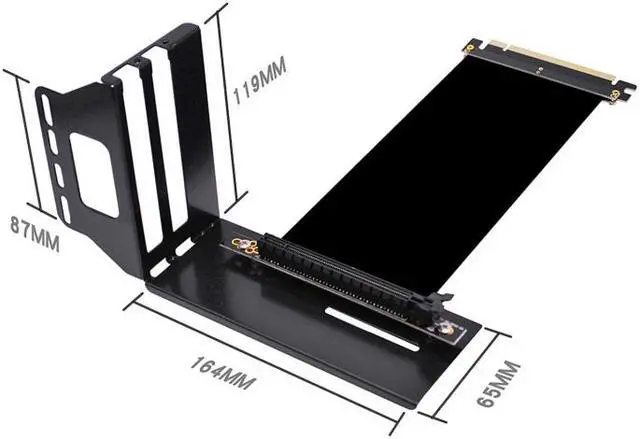 Alt view image 3 of 5 - Plugadget Vertical Graphics Card Holder Bracket GPU Mount with High Speed PCIe 3.0 x16 PCIE Riser Cable