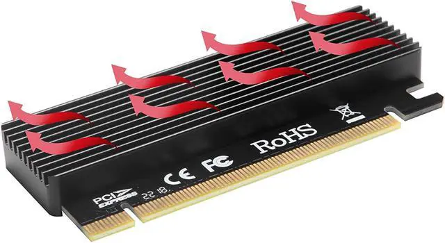 Alt view image 3 of 5 - Plugadget Full Speed M.2 M Key Nvme SSD to PCIe Adapter, PCI Express X16 Card with Heatsink, Supports Windows 7/8/ 10, Supports 2230, 2242, 2260, 2280 Form Factor M.2 SSDS