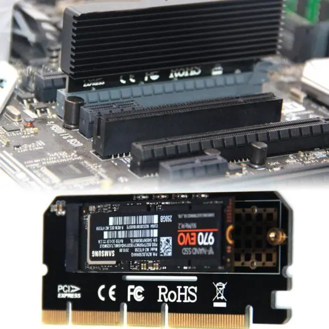Alt view image 4 of 5 - Plugadget Full Speed M.2 M Key Nvme SSD to PCIe Adapter, PCI Express X16 Card with Heatsink, Supports Windows 7/8/ 10, Supports 2230, 2242, 2260, 2280 Form Factor M.2 SSDS