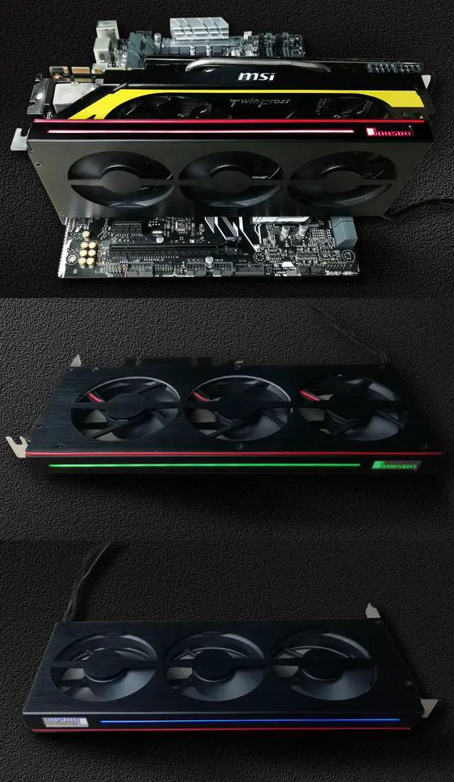 Alt view image 6 of 6 - Graphic Card Cooling Fan PCI FAN Heat Sink Radiator Support Motherboard AURA SYNC 12V 4PIN RGB Lighting VGA Cooler