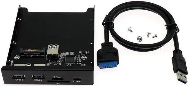 Alt view image 3 of 7 - Plugadget 2 USB 3.0 A Hub + SD + TF + Type C USB 3.1 to 20Pin Header Floppy Front Drive Panel
