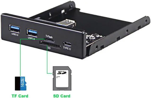 Alt view image 6 of 7 - Plugadget 2 USB 3.0 A Hub + SD + TF + Type C USB 3.1 to 20Pin Header Floppy Front Drive Panel