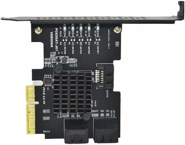 Alt view image 2 of 4 - Plugadget  Pci-E Pci Express 3.0 Gen3 X4 To 5 SATA III Card PCIE to SATA3.0 Expansion Card 5 Ports for IPFS 6G Transfer Speed JMS585