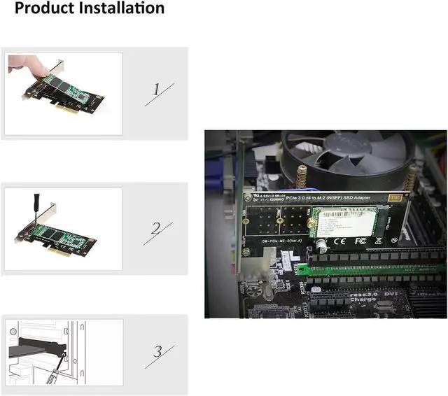 Alt view image 5 of 6 - M.2 to PCIe Adapter, NVME M2 SSD to PCI-e 3.0 x4 Gen3 Host Controller Expansion Card with Low Profile Bracket, Support M Key SSD Type 2280 2260 2242 2230 Converter to Desktop PCI Express Slot