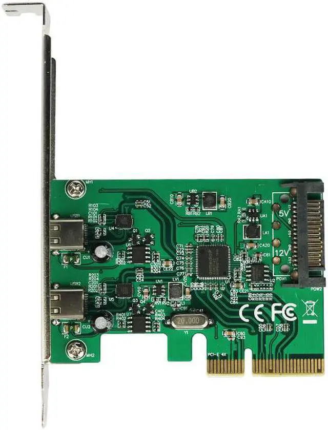 Alt view image 3 of 7 - Plugadget PCI-E 4x Express to USB 3.1 Adapter Card Dual USB-C Type C Gen II SuperSpeed 10Gbps Internal 15-Pin Power Connector with Asmedia Chipset