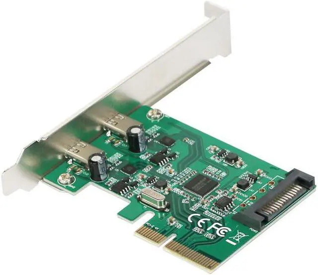 Alt view image 4 of 7 - Plugadget PCI-E 4x Express to USB 3.1 Adapter Card Dual USB-C Type C Gen II SuperSpeed 10Gbps Internal 15-Pin Power Connector with Asmedia Chipset