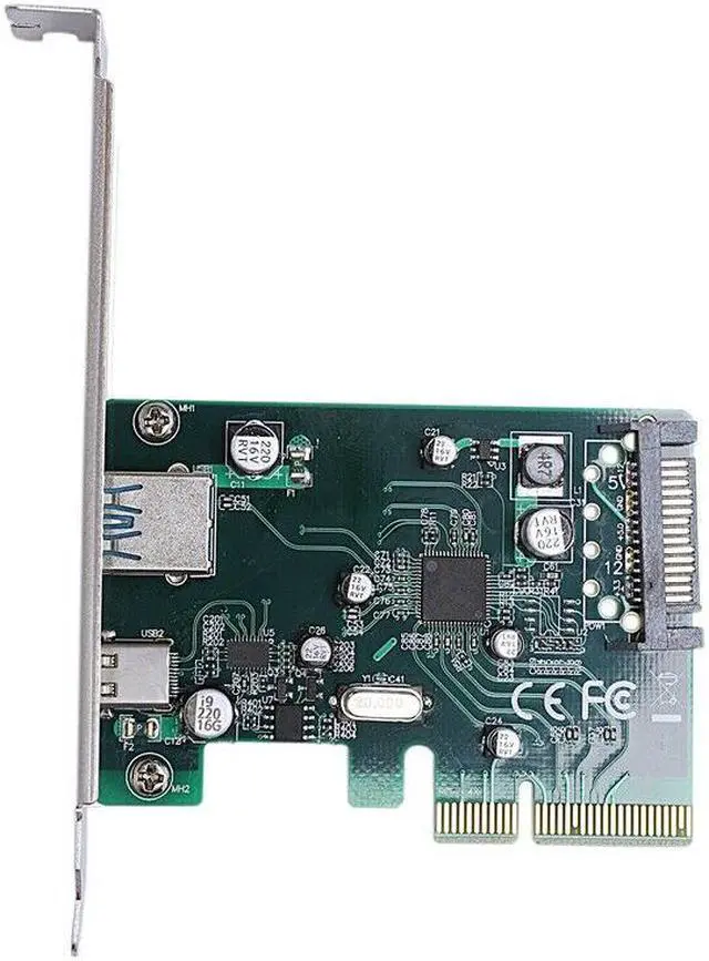 Alt view image 3 of 7 - Plugadget PCI-E (PCI Express) to USB 3.1 (Type A +Type C) Expansion Card USB 3.1 Gen II SuperSpeed 10Gbps Internal 15-Pin Power Connector USB-C Port 3A Charging Power Asmedia Chipset