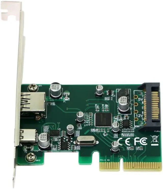 Alt view image 6 of 7 - Plugadget PCI-E (PCI Express) to USB 3.1 (Type A +Type C) Expansion Card USB 3.1 Gen II SuperSpeed 10Gbps Internal 15-Pin Power Connector USB-C Port 3A Charging Power Asmedia Chipset