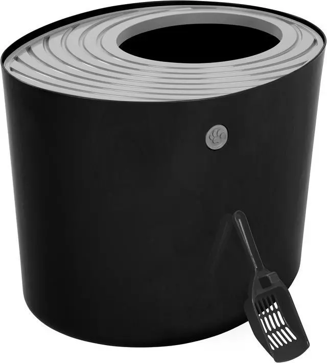 Main image of IRIS Top Entry Cat Litter Box, Black/Light Gray