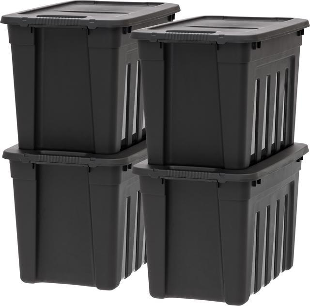 IRIS USA 4Pack 20gal Heavy-Duty Storage Plastic Bin Tote Container, Black 