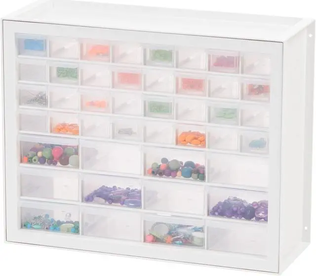 Main image of IRIS USA 44 Drawer Stackable Storage Cabinet for Hardware Crafts, White Small Brick Organizer Utility Chest, Scrapbook Art Hobby Multiple Compartment
