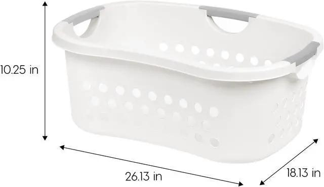 Alt view image 3 of 4 - IRIS USA 50L Plastic Hip Hold Laundry Basket with Built-In Comfort Carry Handles, 3-Pack, 1.5 Bushel, Clothes Hamper, Laundry Hamper, Ventilation Holes, for Dorm Laundry Room Bedroom, White