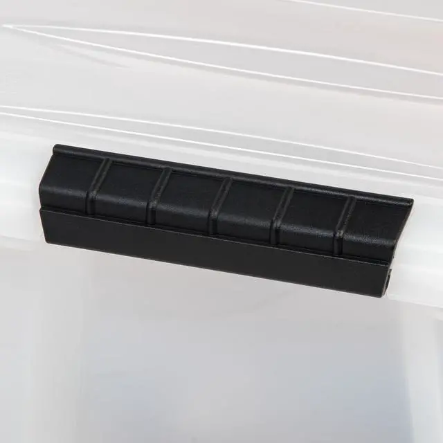 Alt view image 2 of 4 - IRIS USA 32 Qt Stackable Plastic Storage Bins with Lids, 6 Pack, Made in USA - Discreet Organizing Solution, Latches, Durable Nestable Containers, Secure Pull Handle - Pearl