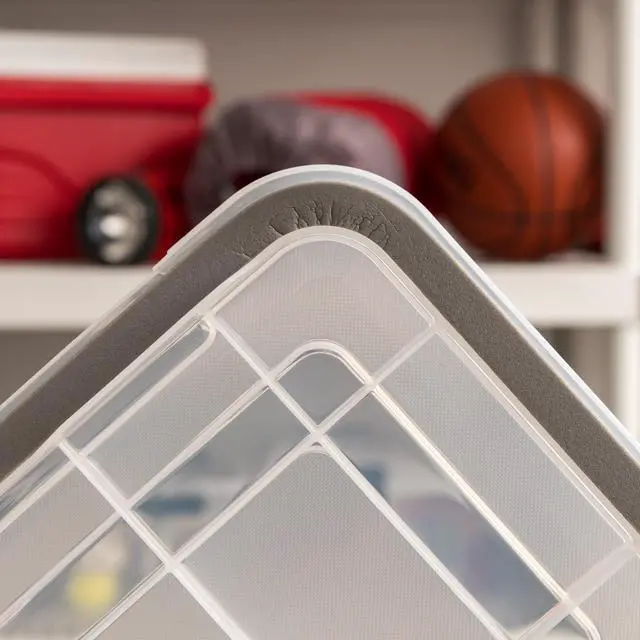 Alt view image 3 of 4 - IRIS USA 6 Qt Storage Box with Gasket Seal Lid, 6 Pack - BPA-Free, Made in USA - Heavy Duty Moving Containers with Tight Latch, Weather Proof Tote Bin, WEATHERPRO - Clear/Black