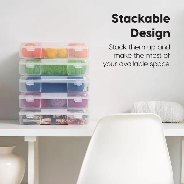 Alt view image 3 of 4 - IRIS USA Portable Board Game Organizer Plastic Project Storage Case Box with Snap-Tight Latch, 6-Pack, Fits 8.5" x 11" Papers, for Games Puzzle Magazine Document Craft Hobby Art Supplies, Thick, Clear