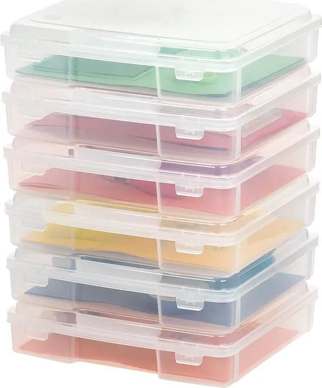 Main image of IRIS USA Portable Board Game Organizer Plastic Project Storage Case Box with Snap-Tight Latch, 6-Pack, Fits 8.5" x 11" Papers, for Games Puzzle Magazine Document Craft Hobby Art Supplies, Thick, Clear