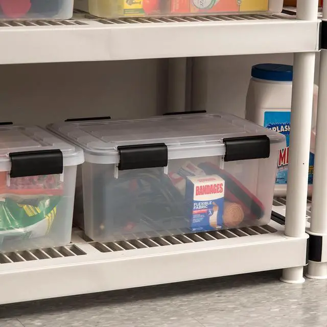 Alt view image 3 of 8 - IRIS USA 19qt WEATHERPRO Airtight Plastic Storage Bin with Lid and Seal and Secure Latching Buckles