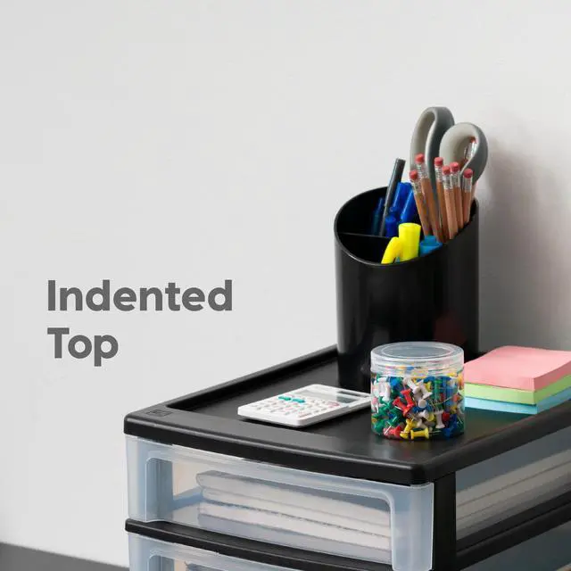 Alt view image 3 of 4 - IRIS USA Small 3-Drawer Desktop Organizer, 2 Pack, Stackable, for Office, School, Stationary, Makeup Organizer, Bathroom, Utility, White