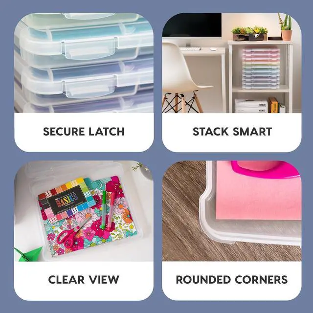 Alt view image 3 of 4 - IRIS USA 10Pack 8.5" x 11" A4 Paper Portable Project Case Container with Snap-Tight Latch, Clear