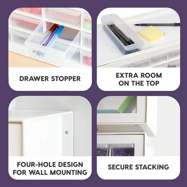 Alt view image 9 of 11 - IRIS USA 44 Drawer Stackable Storage Cabinet for Hardware Crafts, White Small Brick Organizer Utility Chest, Scrapbook Art Hobby Multiple Compartment
