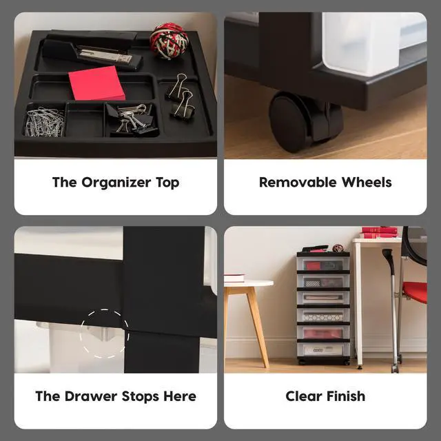 Alt view image 2 of 4 - IRIS USA 7-Drawer Storage Cart with Organizer Top, Black
