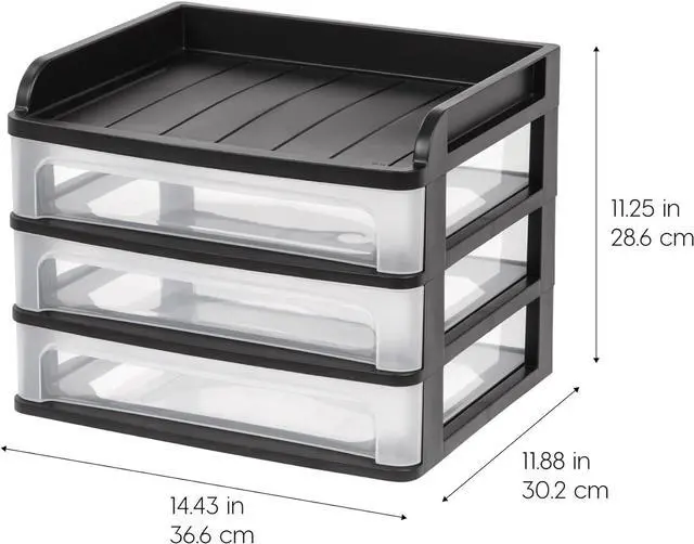Alt view image 16 of 16 - IRIS® 3-Drawer Medium Desktop Storage, 11 1/4"H x 14 1/4"W x 11 13/16"D, Black