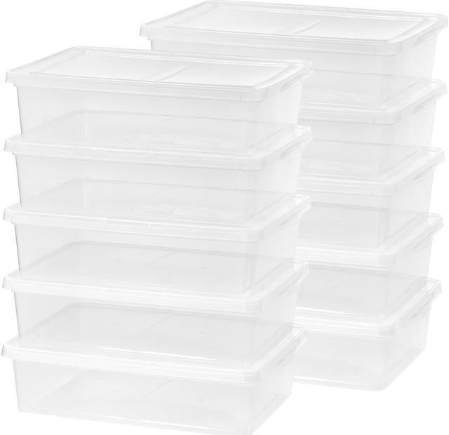IRIS USA Clear Stackable Small Plastic Storage Bins, 10-Pack