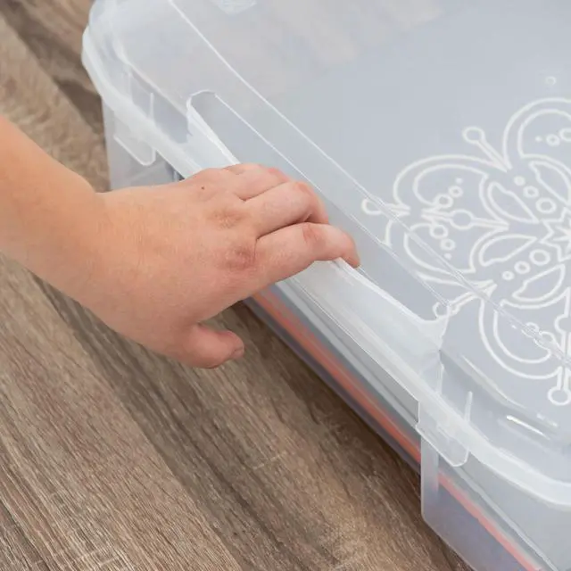 Alt view image 4 of 6 - IRIS USA Fits 12" x 12" Paper Thick Portable Plastic Scrapbook Project Case with Built-in Handle