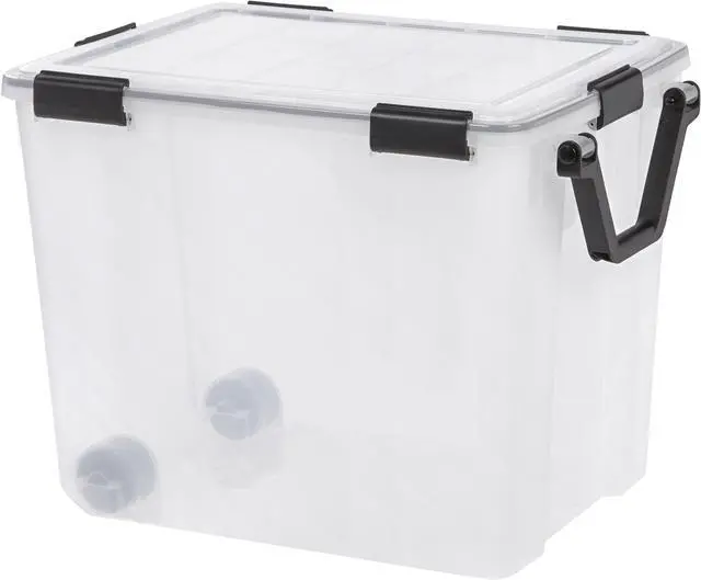 Alt view image 2 of 4 - IRIS USA 103qt WEATHERPRO Wheeled Plastic Storage Bin with Seal Latching Lid and 6Buckles, Pull Handle