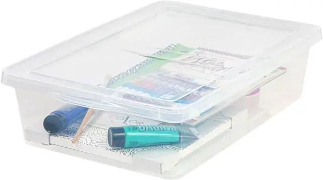 Alt view image 3 of 4 - IRIS USA 28 Qt Clear Storage Box, BPA-Free Plastic Stackable Bin with Lid, Containers to Organize Closet Shelves, Clothes, Blankets, Towels, Classroom Organization Teacher Tools, 10 Pack