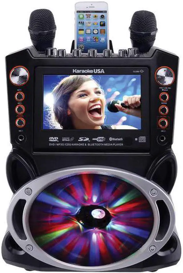 Alt view image 3 of 5 - KARAOKE USA(TM) GF846 Bluetooth Karaoke Machine with Synchronized LEDs