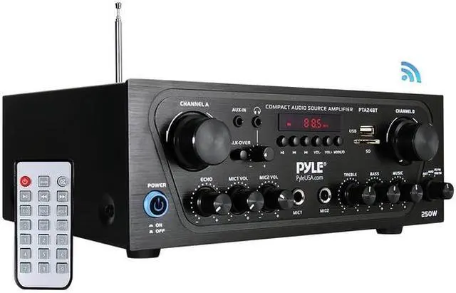 Alt view image 8 of 20 - Pyle PTA24BT 250W 2-Channel Compact Bluetooth Home Audio Amplifier with Stereo Receiver