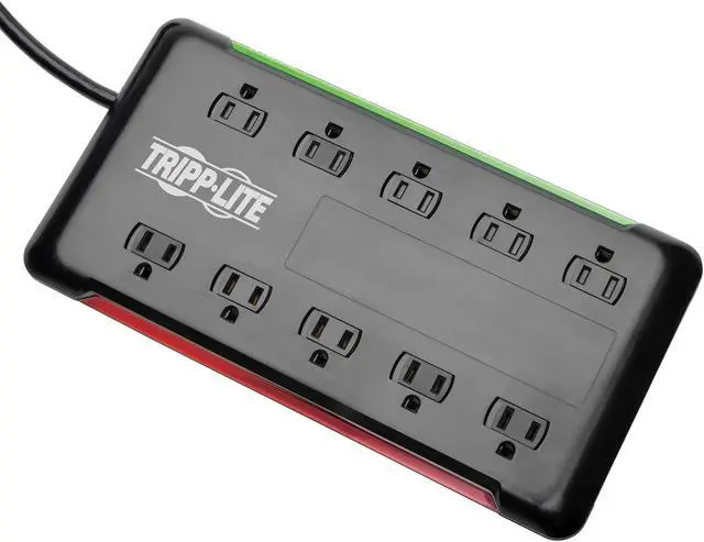 Alt view image 11 of 20 - Tripp Lite 10-Outlet Surge Protector Power Strip 6 ft. Cord 2880 Joules Black (TLP1006B)