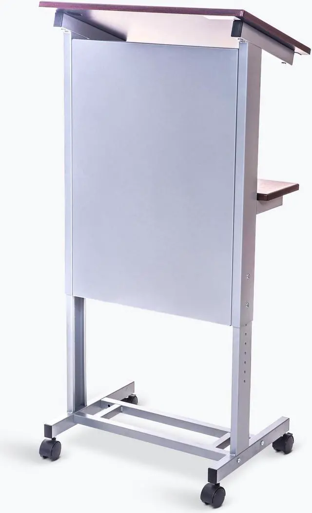 Alt view image 7 of 12 - Luxor LX-ADJ-DW Adjustable Height Lectern Podium Mobile Presentation Station