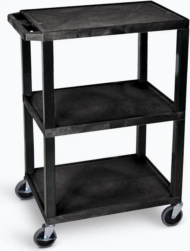 Alt view image 7 of 7 - Luxor WT34S 3 Shelves Multipurpose Tuffy Utility Storage Cart - Black