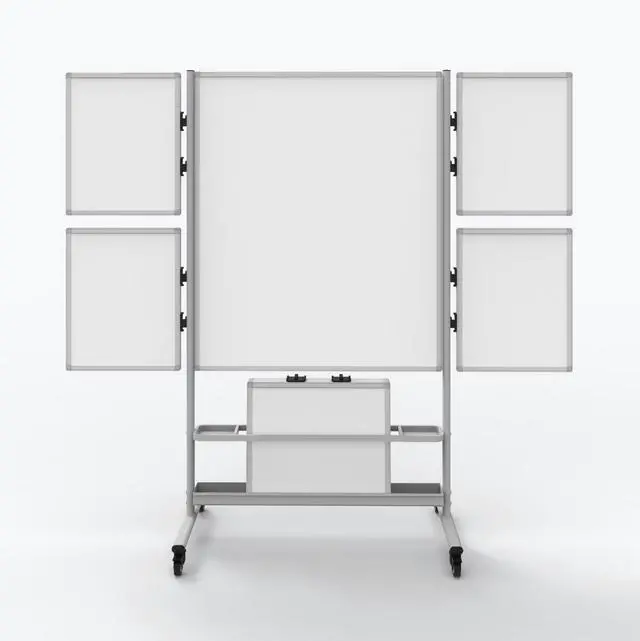 Alt view image 5 of 5 - Luxor Mobile Collaboration Station Whiteboard with 4 Attachable Marker Boards - 40.4" x 48.6" - White Surface, Silver Aluminum Frame  COLLAB-STATION