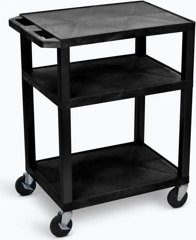 Alt view image 5 of 10 - Luxor WT34E 34" AV Cart 3 Shelf, Electric Black/Putty Leg