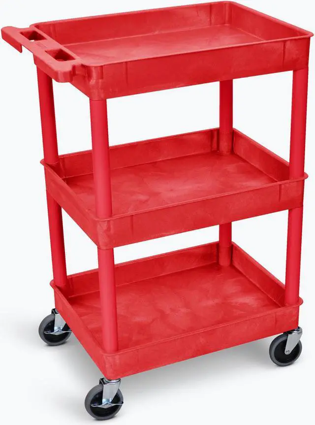 Alt view image 8 of 13 - Luxor Red 3 Tub Tall Utility Cart