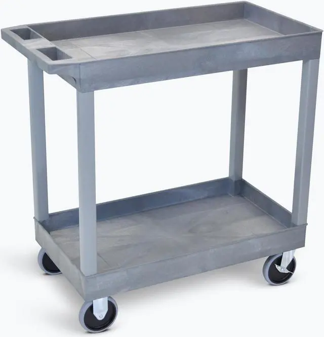 Alt view image 2 of 3 - Luxor EC11HD-G 2 Tub Shelves Multipurpose Storage Utility Cart - Gray