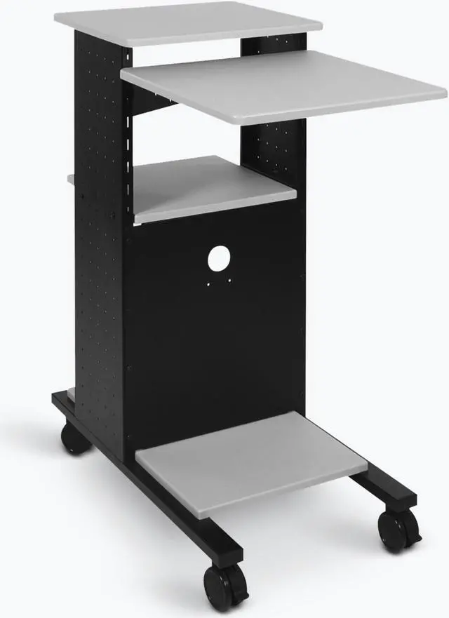 Alt view image 7 of 8 - H.Wilson Grey/Black 4-Shelf Mobile Presentation Station