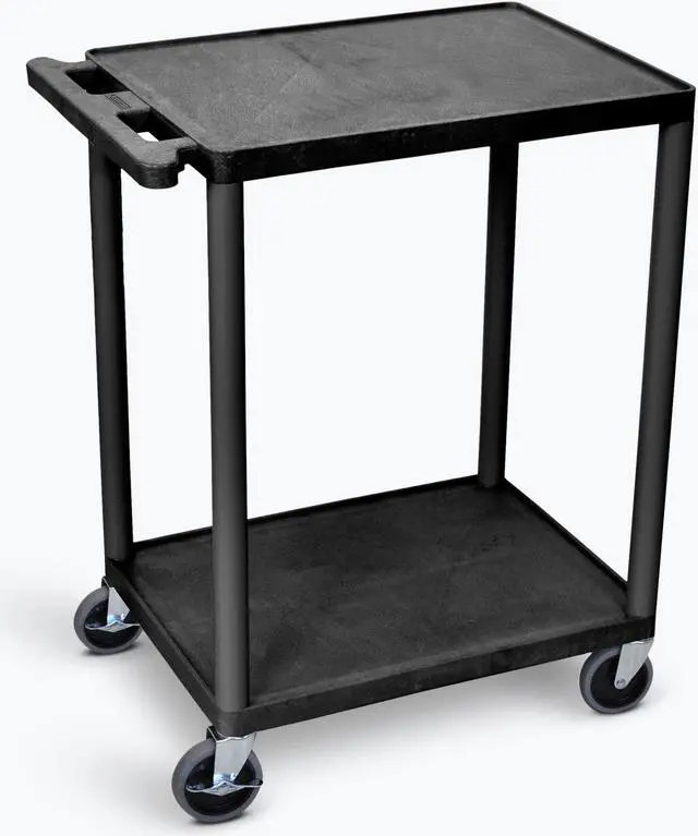 Alt view image 8 of 8 - Luxor HE32-B 2 Shelves Multipurpose Storage Plastic Utility Cart - Black
