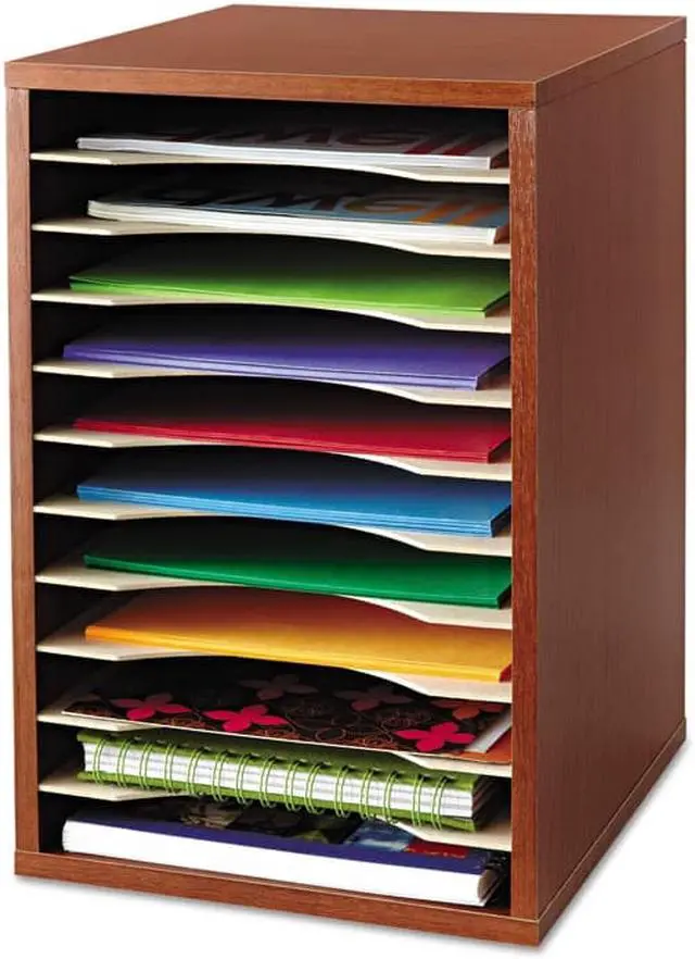 Alt view image 10 of 20 - Wood Desktop Literature Sorter, 11 Sections 10 5/8 X 11 7/8 X 16, Cherry