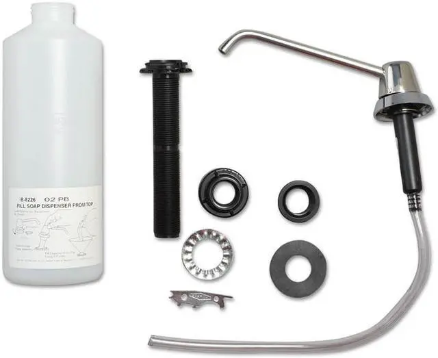 Alt view image 7 of 15 - Bobrick Counter-Mounted Soap Dispenser 34oz Stainless Steel 8226