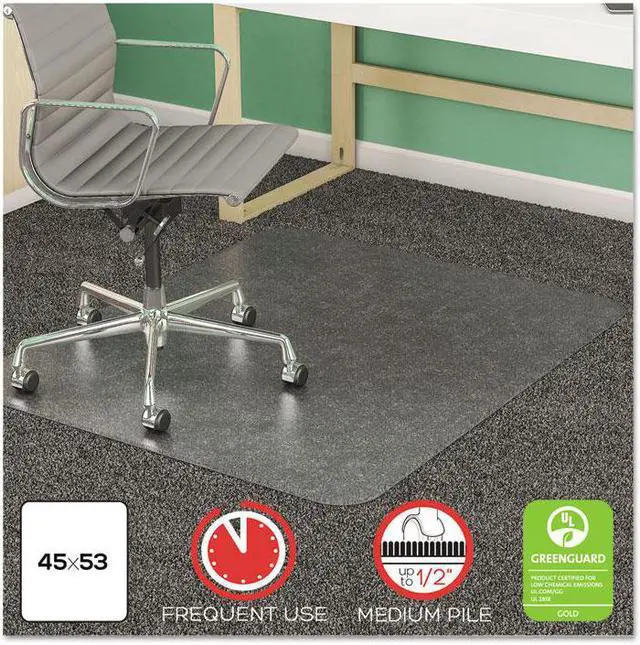 Alt view image 12 of 14 - Deflecto SuperMat Frequent Use Chair Mat Medium Pile Carpet Beveled 36 x 48 Black CM14142BLK