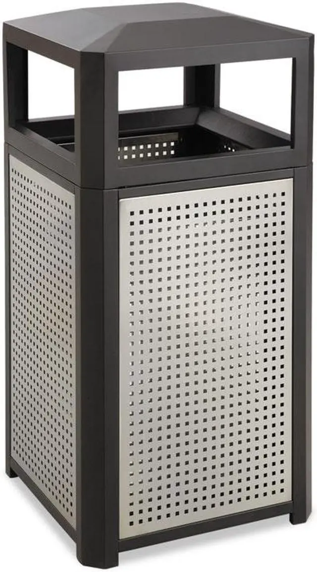Alt view image 2 of 6 - Evos Series Steel Waste Container, 38gal, Black