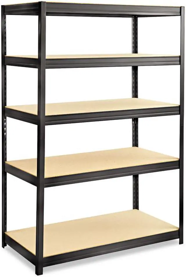 Alt view image 2 of 3 - Boltless Steel/particleboard Shelving, Five-Shelf, 48w X 18d X 72h, Black
