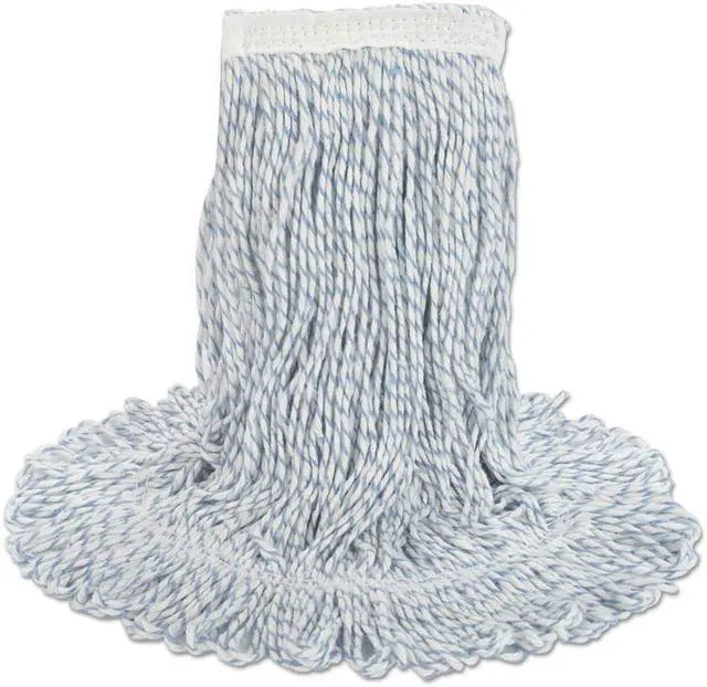 Alt view image 5 of 5 - Mop Head, Floor Finish, Narrow, Rayon/Polyester, Large, White/Blue, 12/Carton BWK543CT