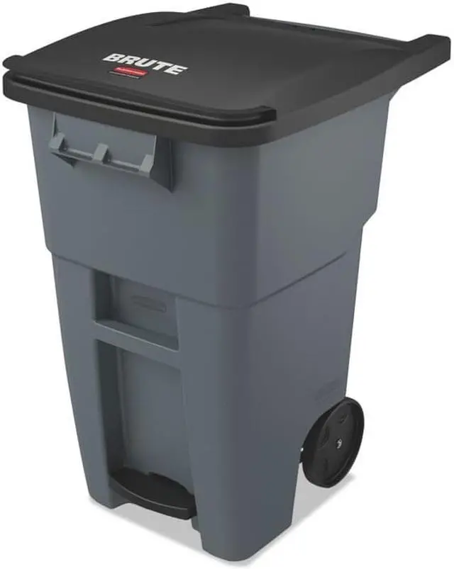 Alt view image 3 of 5 - Rubbermaid 1971956 Brute Step-On Rollouts, Square, 50 Gal, Gray
