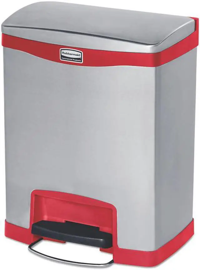 Alt view image 3 of 5 - Rubbermaid - FG1901982 - Slim Jim Stainless Steel Step-On Container, Front Step Style, 4 gal, Black